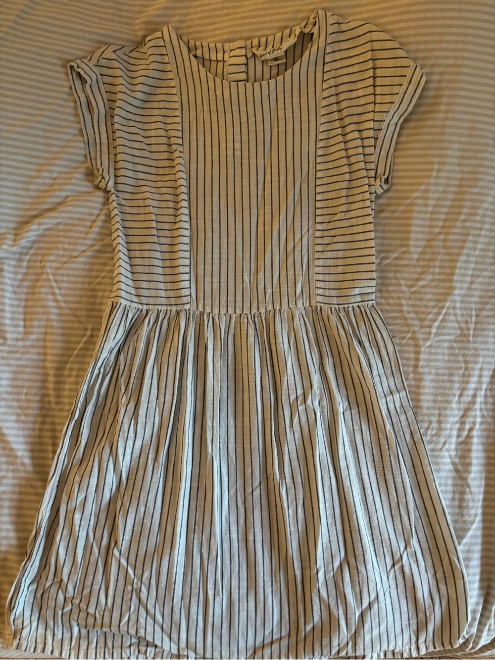 Babydoll dress - linen like baby blue stripe